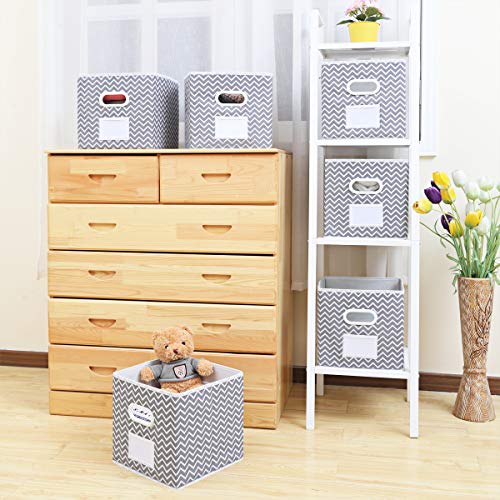MAX Houser Fabric Cloth Storage Bins,Foldable Storage Cubes Organizer Baskets with Dual Handles for Home Bedroom Storage,Set of 6 (Grey) - Image 4