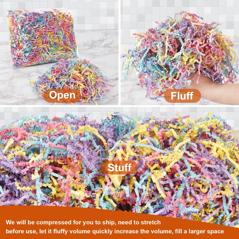 Darfukei Easter Crinkle Paper Filler, Shredded Paper For Gift Baskets Boxes Bags, Grass Cushion Crinkle Cut Papers Shred For Bridesmaid Proposal Weddings Birthdays Anniversaries, 5oz Gift Wrapping Decoration - Image 4