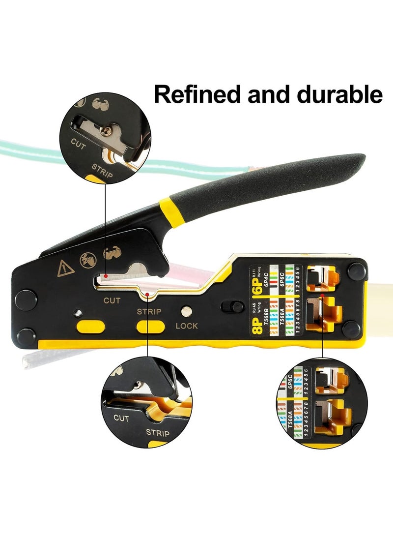 Bukela - VDV226-110 Ratcheting Modular Data Cable Crimper/Wire Stripper/Wire Cutter for RJ11/RJ12 Standard, RJ45 Pass-Thru Connectors - Image 1