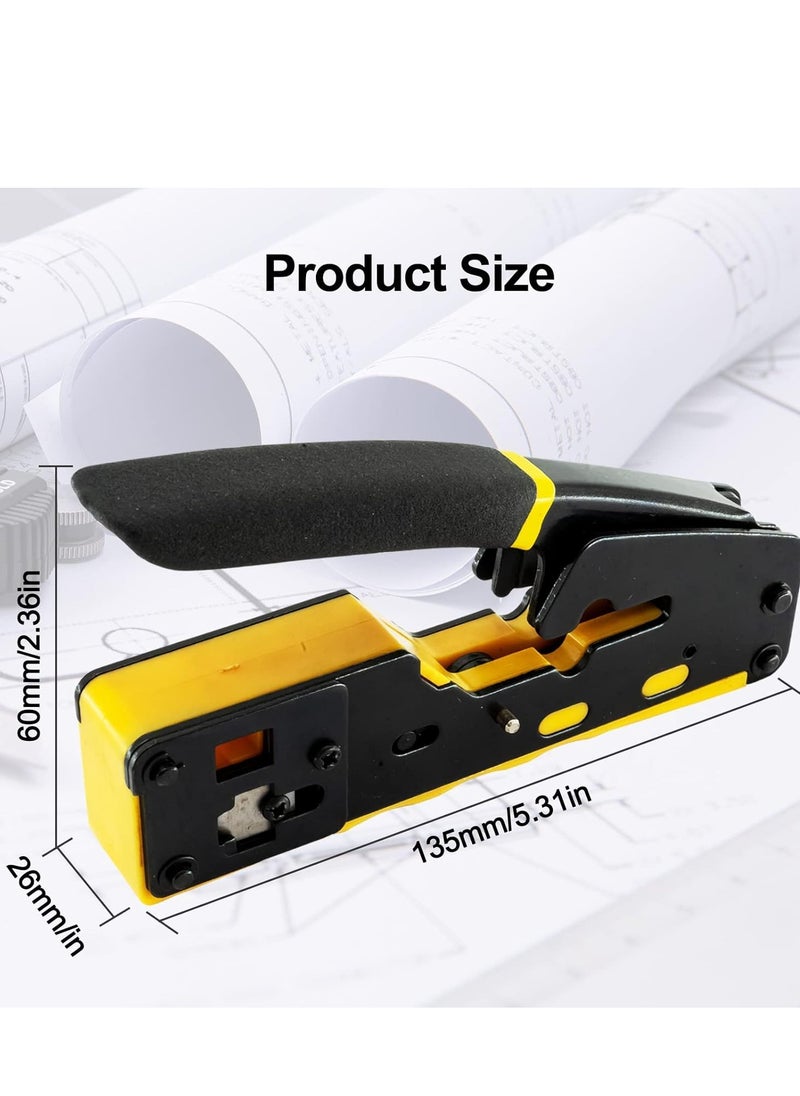 Bukela - VDV226-110 Ratcheting Modular Data Cable Crimper/Wire Stripper/Wire Cutter for RJ11/RJ12 Standard, RJ45 Pass-Thru Connectors - Image 1