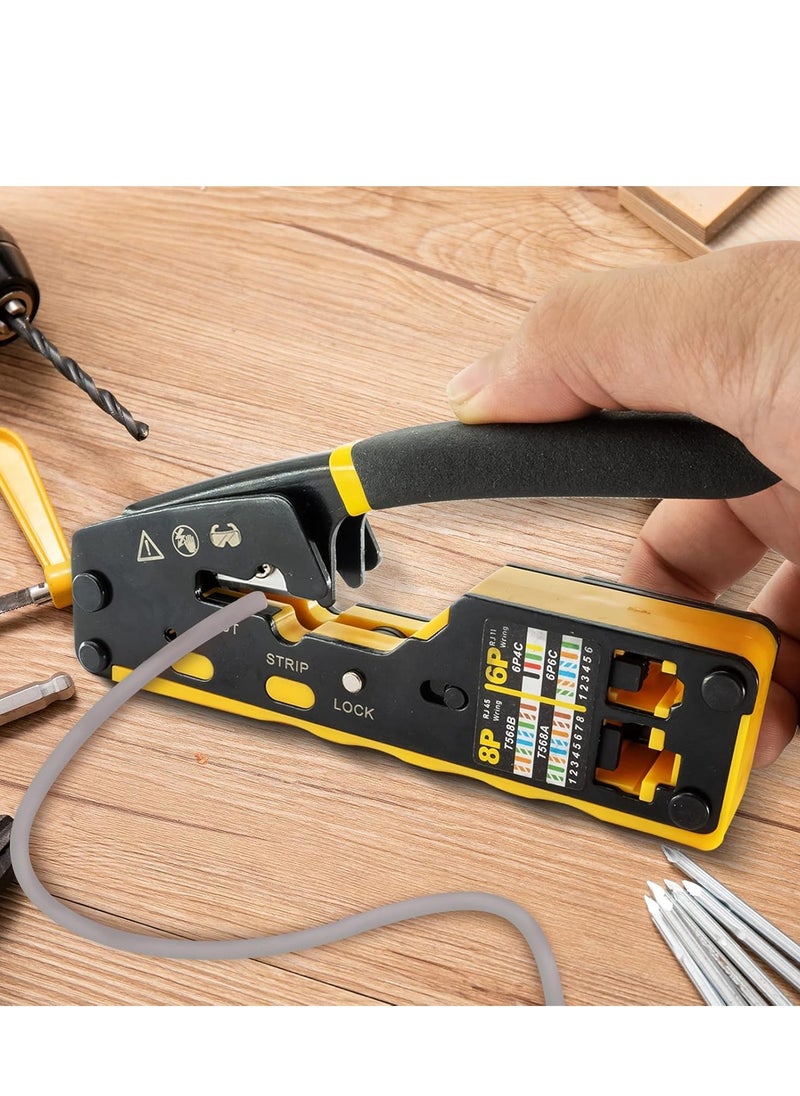 Bukela - VDV226-110 Ratcheting Modular Data Cable Crimper/Wire Stripper/Wire Cutter for RJ11/RJ12 Standard, RJ45 Pass-Thru Connectors - Image 1