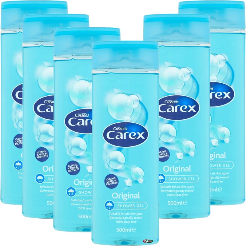 Carex Original Shower Gel for All Skin Types Effectively Cleanses and Protects Your Skin 100 Soap Free 500ml Pack of 6
