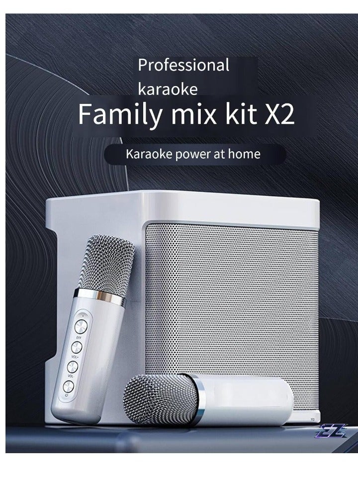 ELTRAZONE Karaoke Machine with 2 Wireless Microphones – Portable Bluetooth PA Speaker with Echo & Vocal Cut – Supports TF, AUX-in, USB Flash Disk – Perfect for Indoor & Outdoor Parties, Family Karaoke Singing  - Image 2
