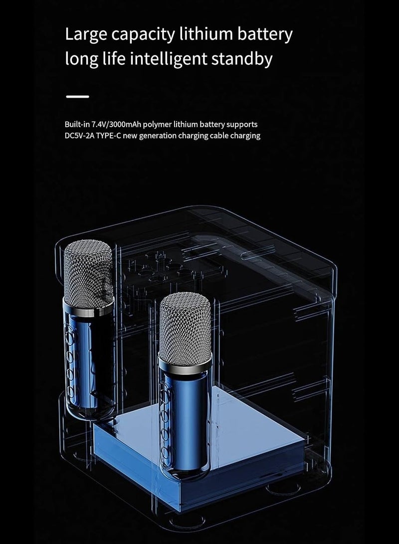ELTRAZONE Karaoke Machine with 2 Wireless Microphones – Portable Bluetooth PA Speaker with Echo & Vocal Cut – Supports TF, AUX-in, USB Flash Disk – Perfect for Indoor & Outdoor Parties, Family Karaoke Singing  - Image 5
