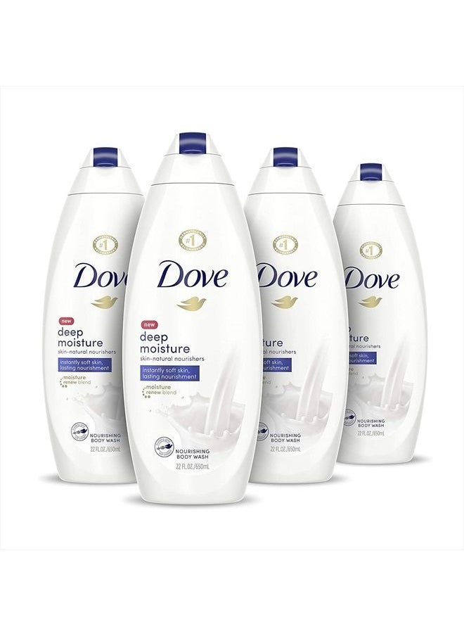 Dove - Deep Moisture Body Wash For Dry Skin Moisturizing Body Wash Transforms Even The Driest Skin In One Shower , 22 Fl Oz (Pack of 4) - Image 1