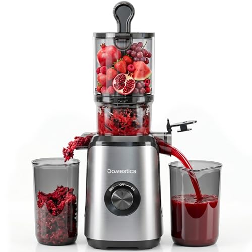 DOMESTICA Dripdrop Cold Press Juicer for Home with 108mm Wide Feed Chute | Slow Juicer Machine for Fruit, Veggie & Nut Milks | Smart Reversal Technology (Dripdrop) - Image 1