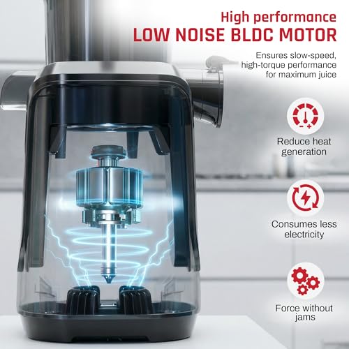 DOMESTICA Dripdrop Cold Press Juicer for Home with 108mm Wide Feed Chute | Slow Juicer Machine for Fruit, Veggie & Nut Milks | Smart Reversal Technology (Dripdrop) - Image 4