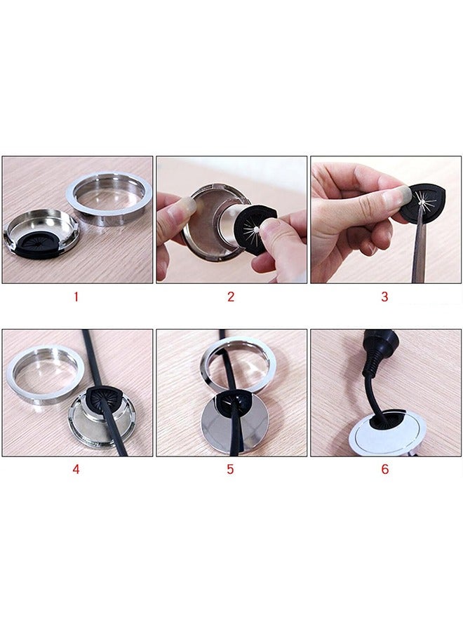 2 Pcs Desk Grommet,Cable Cord Hole Cover for Home and Office,Metal Zinc Alloy Materilal 58mm (Pearl Silver, 2.28 Inchs) - Image 4