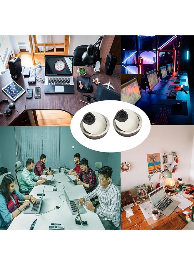 2 Pcs Desk Grommet,Cable Cord Hole Cover for Home and Office,Metal Zinc Alloy Materilal 58mm (Pearl Silver, 2.28 Inchs) - Image 5