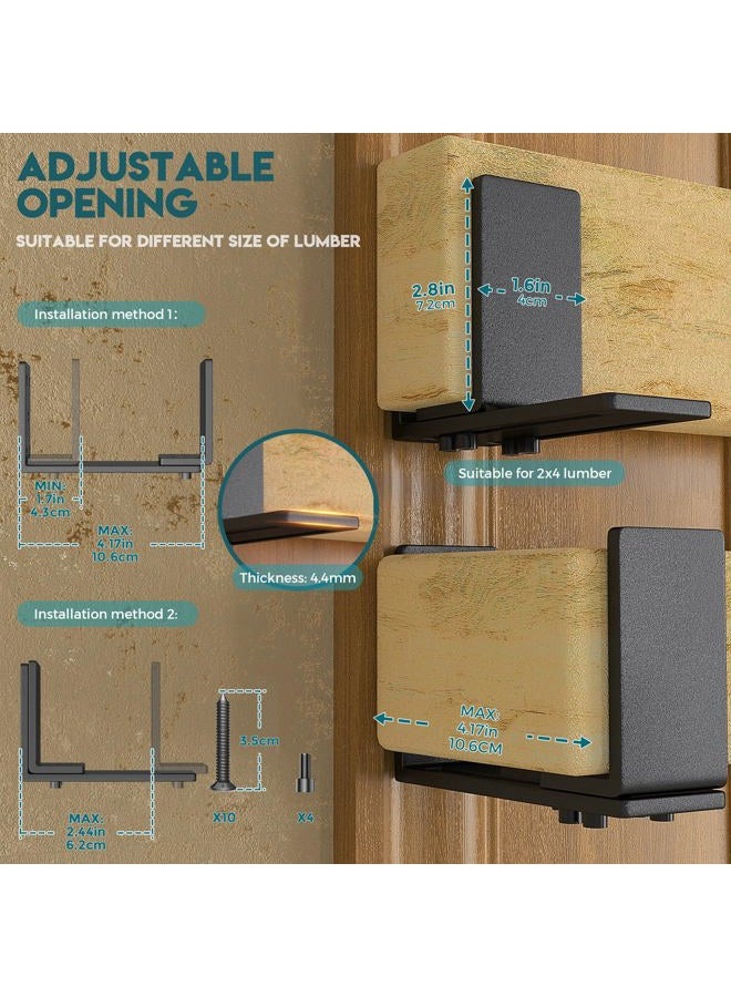 Laowu Adjustable Door Barricade Brackets, 2x4 Door Barricade Bracket, 4.4mm Thickened Heavy Duty Door Barricade Security Brackets for All Sizes of Lumber, Door Bar Holder Bracket for Security, 2Pack - Image 2
