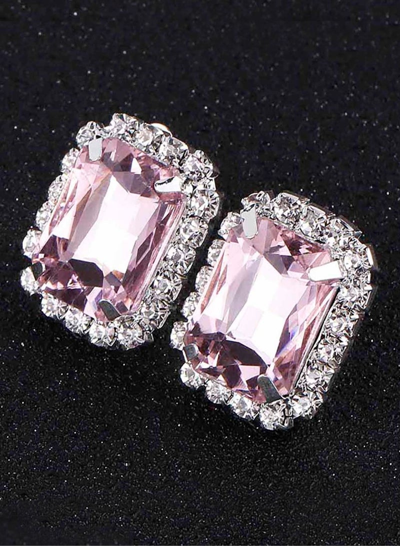 Women's earrings featuring pink stones adorned with sparkling rhinestones. Perfect for weddings and engagement parties, Mother's Day gifts, Valentine's Day, and all special occasions. - Image 1