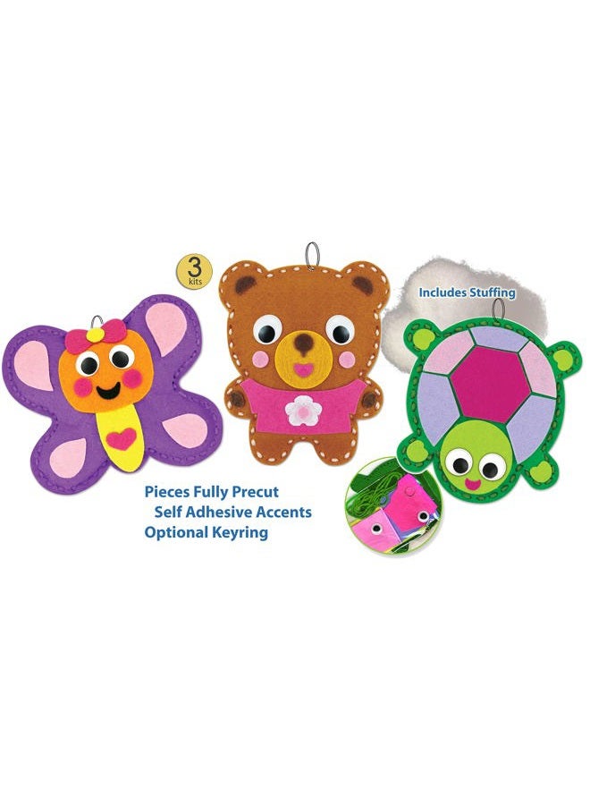 AoneFun DIY Kit - First Sewing Kit for Kids Girls Boys Preschool Sewing Kits Projects Set of 3 Individually Wrapped Animal Sewing Kits with Pre Cut Die Cut Felt Pieces and Pre-Punched Holes for Beginners Vari - Image 2