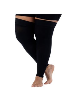 Mojo Compression Stockings for Circulation Leg 20-30mmHg- Unisex Thigh-Hi Leg Sleeve With Grip Top Firm Graduated Support Black X-Large A609BL4