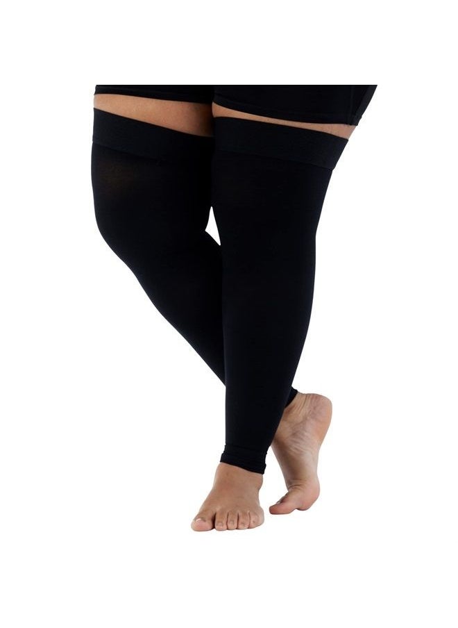 Mojo Compression socks - Mojo Compression Stockings for Circulation Leg 20-30mmHg- Unisex Thigh-Hi Leg Sleeve With Grip Top Firm Graduated Support Black X-Large A609BL4 - Image 1