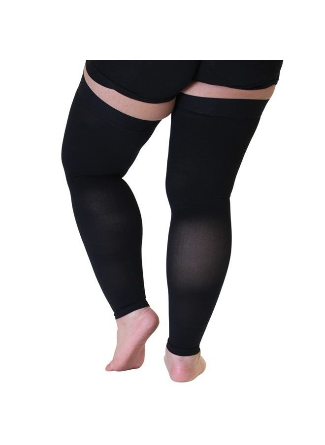 Mojo Compression socks - Mojo Compression Stockings for Circulation Leg 20-30mmHg- Unisex Thigh-Hi Leg Sleeve With Grip Top Firm Graduated Support Black X-Large A609BL4 - Image 1