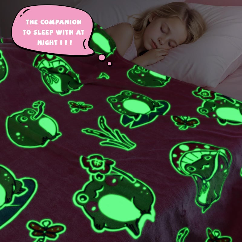 Hwing Glow in the Dark Frog Blanket Guity Frog Gifts for Girls Women Frog Stuff Frog Decor - Image 5