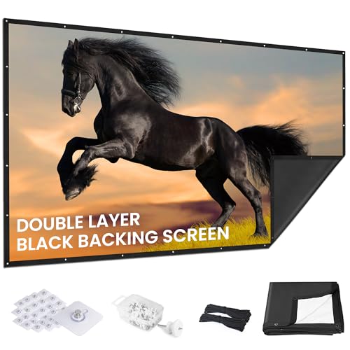 Iolieo 100 inch Projector Screen Upgraded Black Backing Straight Edges Foldable Washable and WrinkleFree for Indoor Home Theater and Outdoor Cinema White 169 by IOLIEO - Image 1