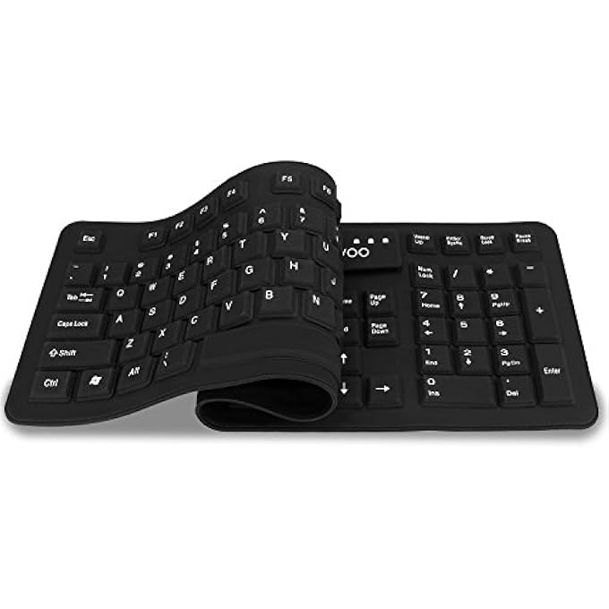 Sungwoo FOLDABLE SILICONE KEYBOARD USB WIRED STANDARD KEYBOARD WATERPROOF ROLLUP KEYBOARD FOR PC NOTEBOOK LAPTOP, FULL SIZE (BLACK) - Image 3