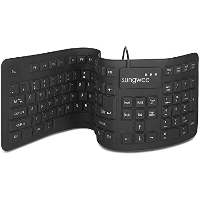 Sungwoo FOLDABLE SILICONE KEYBOARD USB WIRED STANDARD KEYBOARD WATERPROOF ROLLUP KEYBOARD FOR PC NOTEBOOK LAPTOP, FULL SIZE (BLACK) - Image 2