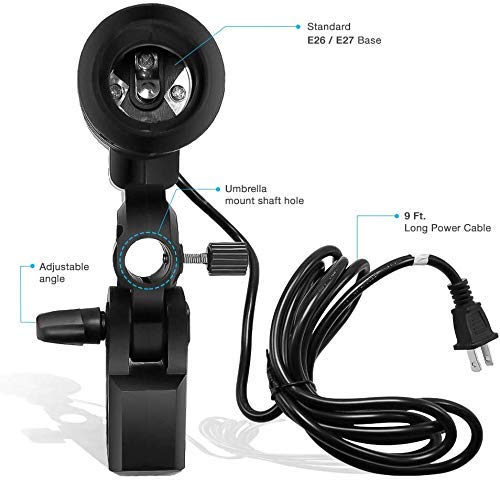 Viblitz® Imported Photography Photo Light Lamp Bulb Single Holder E27 Socket Bracket Studio EU Plug,Black - Image 3