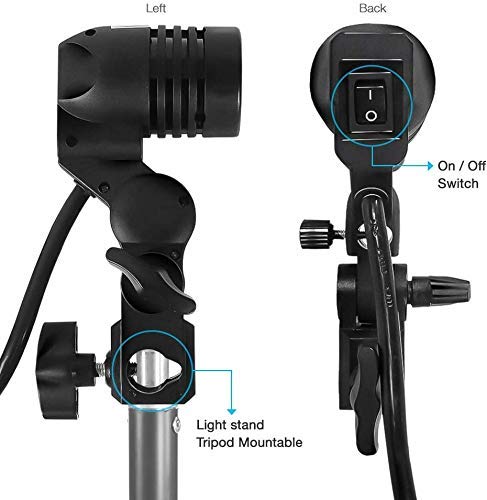 Viblitz® Imported Photography Photo Light Lamp Bulb Single Holder E27 Socket Bracket Studio EU Plug,Black - Image 5