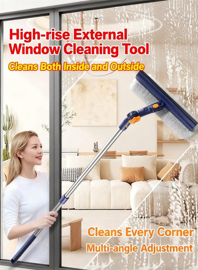 VINNYSEN منظف ​​ممسحة النوافذ 2 في 1 مجموعة أدوات تنظيف النوافذ، ممسحة دش مع عمود تمديد أدوات تنظيف الزجاج لزجاج الدش، تنظيف النوافذ الداخلية والخارجية العالية - Image 1