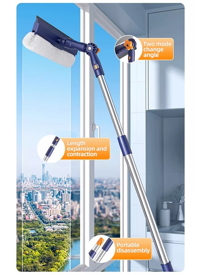 VINNYSEN منظف ​​ممسحة النوافذ 2 في 1 مجموعة أدوات تنظيف النوافذ، ممسحة دش مع عمود تمديد أدوات تنظيف الزجاج لزجاج الدش، تنظيف النوافذ الداخلية والخارجية العالية - Image 4