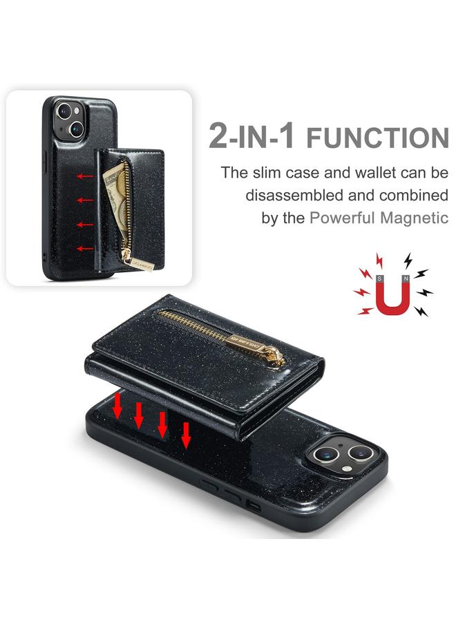 Dg مينغ جراب لهاتف iPhone 15 M3 Series لامع من الجلد مع حقيبة بطاقات - Image 4