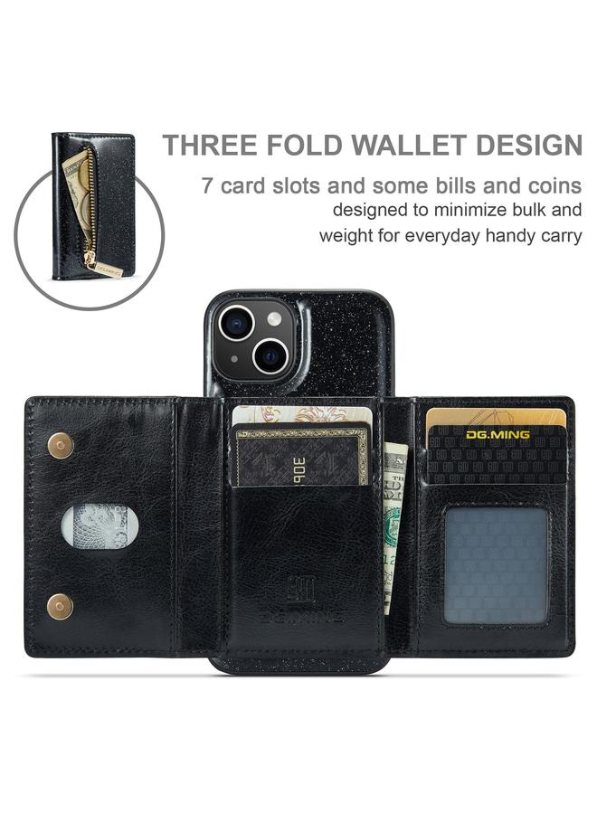 Dg مينغ جراب لهاتف iPhone 15 M3 Series لامع من الجلد مع حقيبة بطاقات - Image 2
