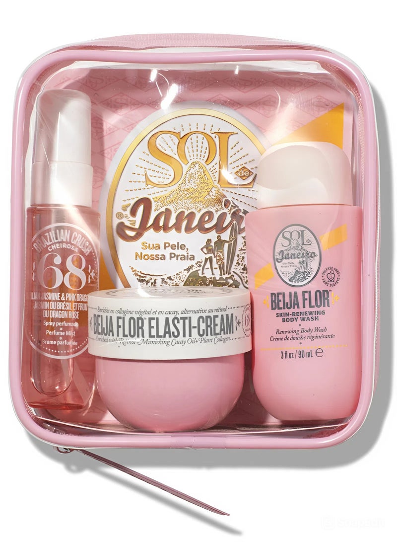 سول دي جانيرو طقم بيجا فلور الفاخر – كريم إليستي مرطب، غسول جسم، وبخاخ عطر (3 قطع) - Image 1