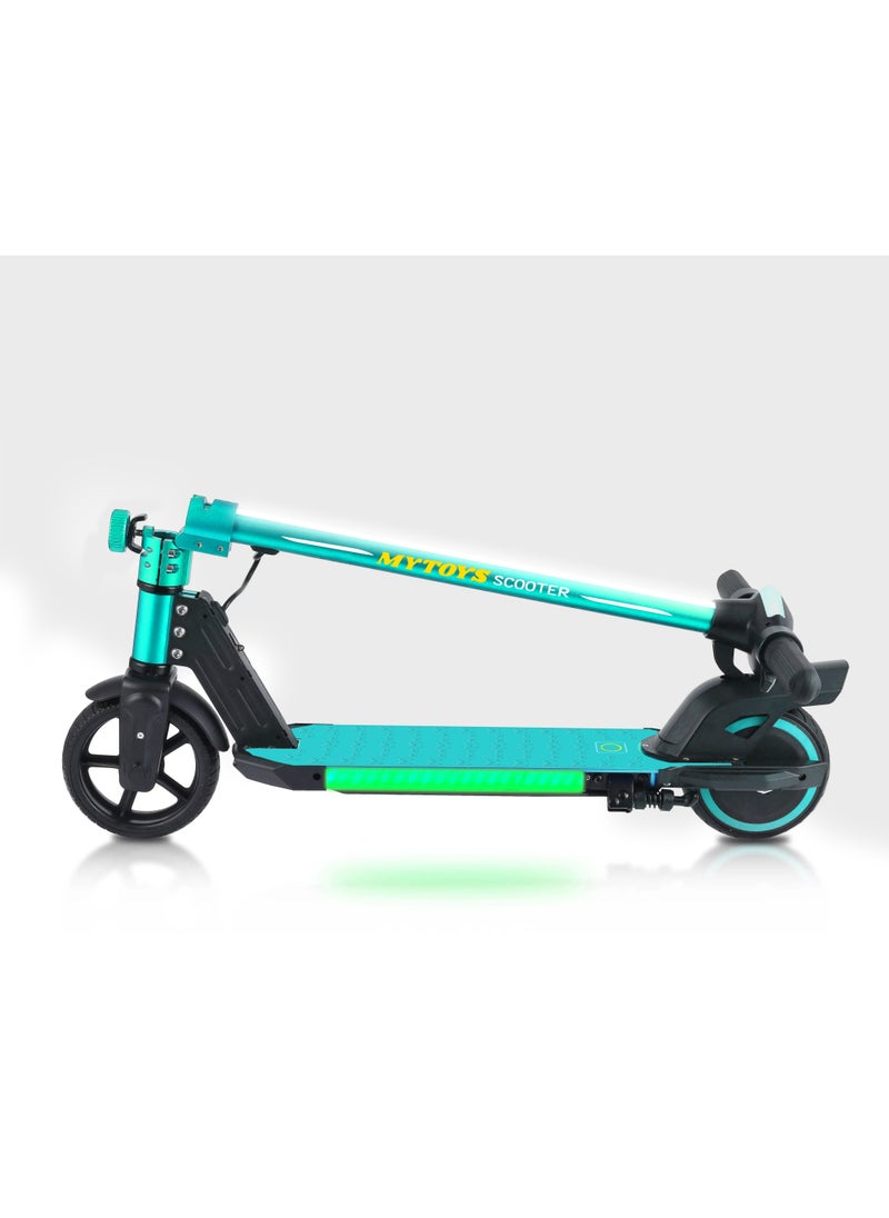 MYTOYS 2 Wheels Electric Scooter For Kids, 130W Motor, 21.6V 2.5Ah Lithium Battery, 16Km/H Max Speed, Light-Up Non Slip Deck, Kids Foldable Scooter With Led Lights And Deck Lights.  - Image 3