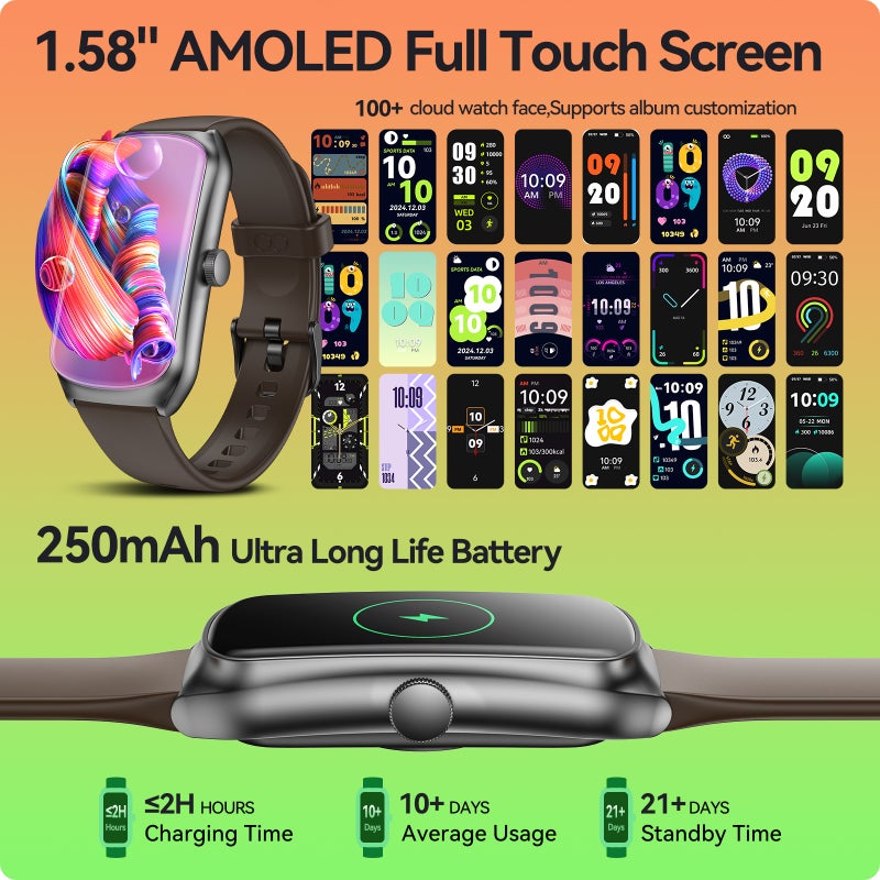 anyloop ALB2 Smartwatch All Day Heart Rate/Swim/Sleep/Calorie/Step Tracker, IP68 Waterproof Smartwatch 100+ Sport Modes, Men's and Women's Fitness Sports Watch - Image 3