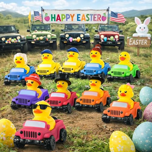 ANGGIKO 40 Pcs Rubber Ducks for Jeeps 28 Inch Ducks for Jeeps Ducks for Ducking 20 Rubber Ducks Assortment with 20 Cars Collection Ducks for Jeeps Birthday Class Exchange Gifts Easter Basket Stuffers - Image 5