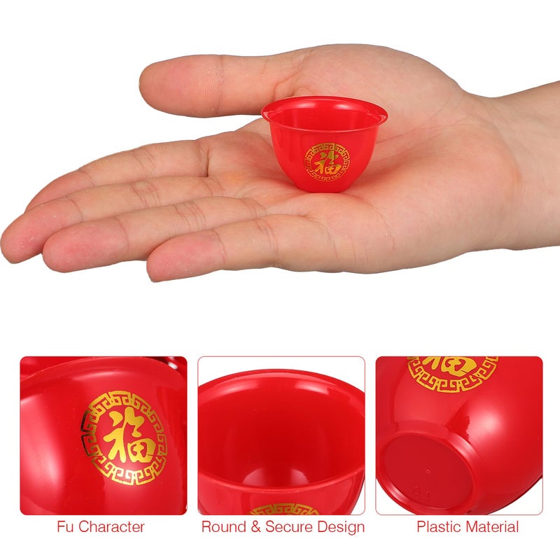 Red Plastic Wedding Liquor Cups 50pcs Traditional Chinese Festival Toasting Shot Glasses for Banquet Party Celebration - Image 4