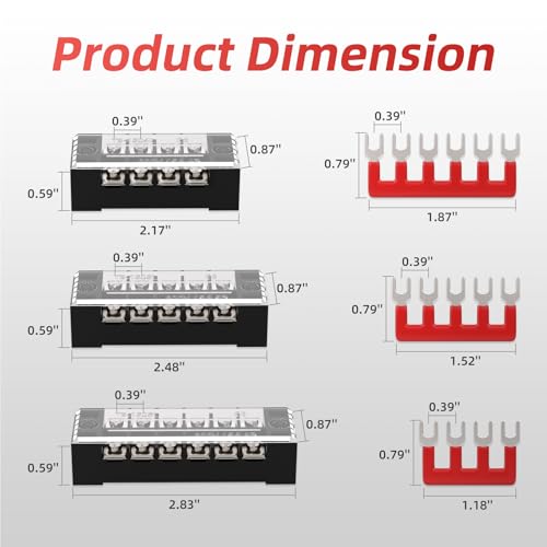 APIELE 15A Screw Terminal Block 4/5/6 Position Dual Row Covered 600V Pre-Insulated Terminal Barrier Strips (6PCS 15A 4P/5P/6P+6PCS Wiring Strips) - Image 2