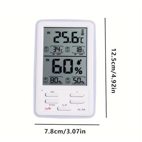 KRESHU Digital Alarm Thermometer and Hygrometer Humidity Clock LCD Display Temperature Internal & External Sensor Meter Measurement Tool Electronic Humidity Clock for Home, Office (1-Pcs) - Image 5