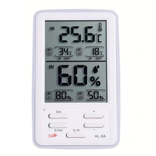 KRESHU Digital Alarm Thermometer and Hygrometer Humidity Clock LCD Display Temperature Internal & External Sensor Meter Measurement Tool Electronic Humidity Clock for Home, Office (1-Pcs) - Image 1