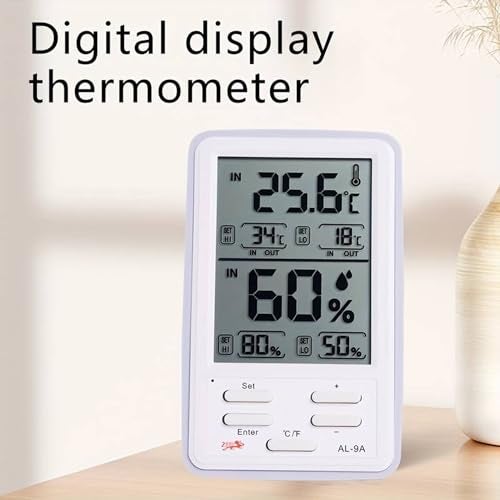 KRESHU Digital Alarm Thermometer and Hygrometer Humidity Clock LCD Display Temperature Internal & External Sensor Meter Measurement Tool Electronic Humidity Clock for Home, Office (1-Pcs) - Image 4