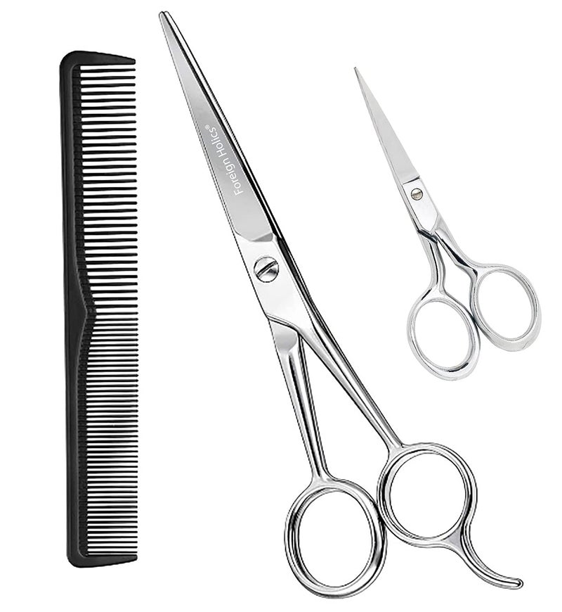 Foreignholics Professional Stainless Steel Hair Cutting Scissor, Barber Scissor 6.5 & 4 Inch With Comb For Salon & Home Use - Image 1