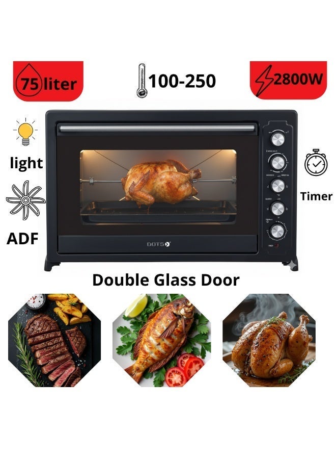 Dots 75 litre large capacity electric oven with 2800W grill, super fast convection system, temperature 100-250°C - Image 1