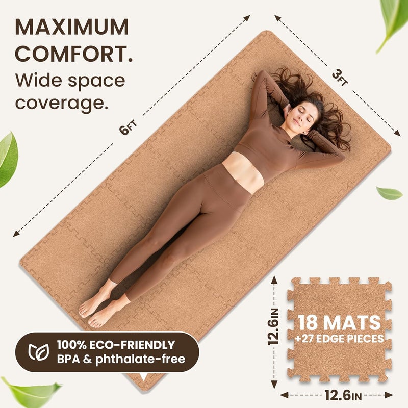 BeMaxx Gym Mats Set - 18 pcs EVA Interlocking Foam Floor Tiles (12.6"x12.6"x0.4") 18sqft Protective Gym Flooring Sports Home Workout Exercise Mats Puzzle Garage Fitness Play-Room Garage Pool Treadmill - Image 4