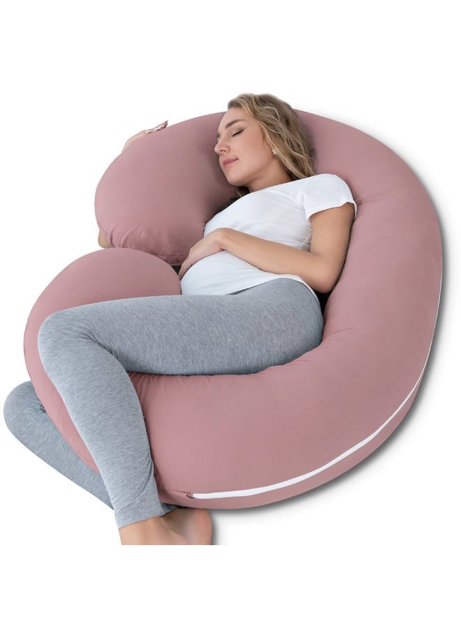 INSEN Pregnancy Pillow for Sleeping,Maternity Body Pillow for Pregnancy Women,Pregnancy Support Pillow for Back, Hip Pain, Pink - Image 1