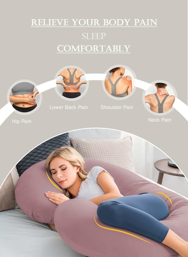 INSEN Pregnancy Pillow for Sleeping,Maternity Body Pillow for Pregnancy Women,Pregnancy Support Pillow for Back, Hip Pain, Pink - Image 5