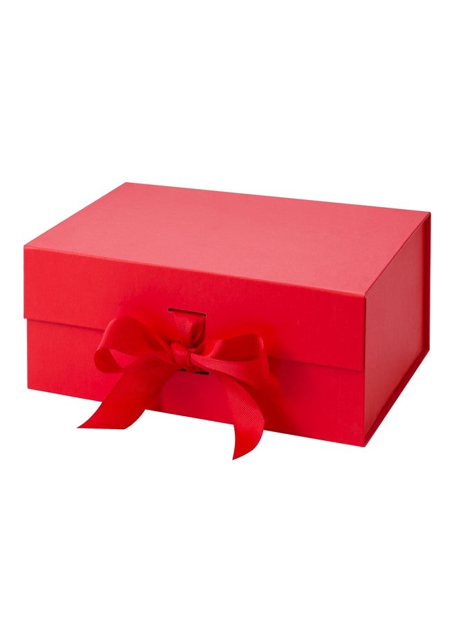 Bobobag 10.5" Large Gift box with Magnetic Lid and Ribbon for Christmas,Valentine's day,Birthdays, Bridal Gifts,Weddings,DIY and so on (Large, Red) - Image 1
