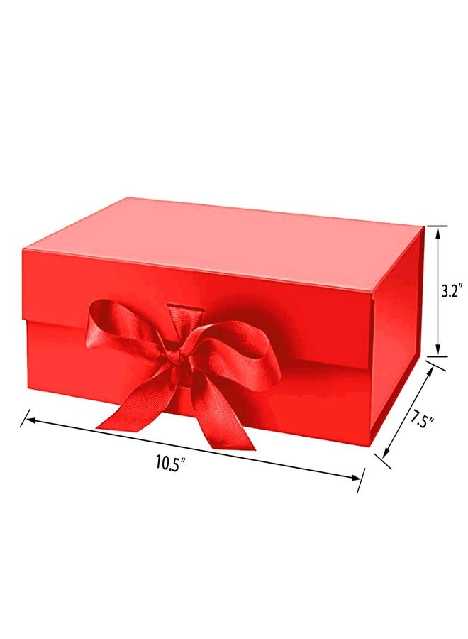 Bobobag 10.5" Large Gift box with Magnetic Lid and Ribbon for Christmas,Valentine's day,Birthdays, Bridal Gifts,Weddings,DIY and so on (Large, Red) - Image 2