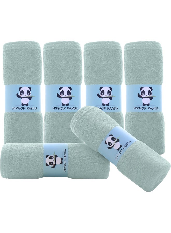 هيب هوب باندا Baby Washcloths, Rayon Made from Bamboo - 2 Layer Ultra Soft Absorbent Newborn Bath Face Towel - Reusable Baby Wipes for Delicate Skin - Green, 6 Pack - Image 1