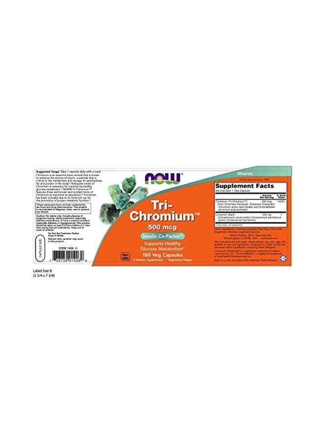 Now Foods Tri-Chromium 500 MCG Dietary Supplement - 180 Vegetarian Capsules - Image 2