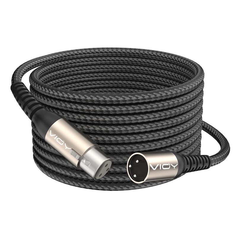 VIOY XLR Microphone Cable 15 FT, Mic Cable Male to Female Balanced Cord 3 Pin - Nylon Braided XLR Extension Cable for Microphone, Mixer, Recoding Studio, Amplifier, Podcast, etc - Image 1