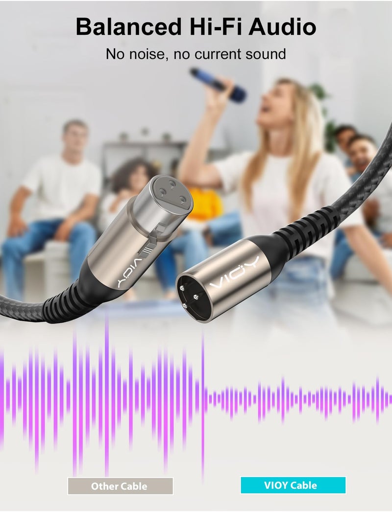 VIOY XLR Microphone Cable 15 FT, Mic Cable Male to Female Balanced Cord 3 Pin - Nylon Braided XLR Extension Cable for Microphone, Mixer, Recoding Studio, Amplifier, Podcast, etc - Image 4