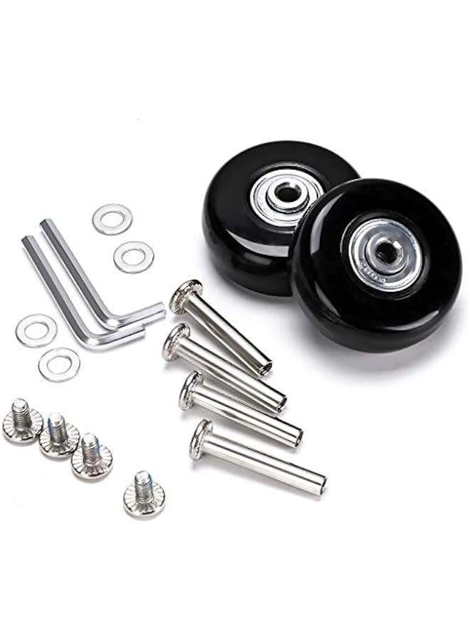 50mm x 18mm Luggage Suitcase Replacement Wheels, Rubber Swivel Caster Wheels Bearings Repair Kits, Set of 2 - Image 1